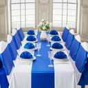Royal Blue Satin Table Runner 12x108 Inches Long, Silk-Like Smooth Table Decor for Wedding Prom Event Party, 2 Pack