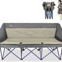 Oversized 3 Person Camping Chair for Adults,Outdoor Folding Sofa Heavy-Duty Loveseat Couch Chair with Thick Padding for Family,Garden,Campsites,Backyard Parties,Supports 900 LBS