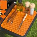 Silicone Grill Mat for Blackstone - Griddle Accessories Tools 3-piece Set Spatula Dish Drying Mat - Outdoor BBQ Grill Drip Pad, Orange