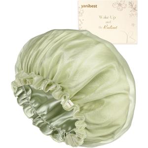 YANIBEST Breathable Butter-Satin Lined Bonnet, Silk Hair Bonnet for Sleeping Women, Night Cap for Curly Fine Straight Hair