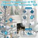 36 Inch Tinsel Christmas Tree, 3 FT Silver Christmas Tree with 42 Pcs Vintage Decorative Balls, Mid-Century Modern Aluminum Xmas Decoration for Home Office Xmas Party Decor