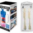 Set of 2, Hy-Impact Better Blender 16 Oz Cordless USB Rechargeable Turbo Power And 4 Champagne Cambridge Steel Flatware