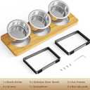 Elevated Cat Bowls with 3 Stainless Steel Bowls | 10 Tilted Anti-Vomiting Raised Cat Food Bowl for Small Cats and Puppies Pet Bowl with Stand, Bamboo