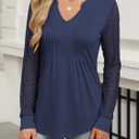 ANRABESS Women Long Sleeve Shirts V Neck Pleated Tunic Top Business Dressy Casual Blouse 2025 Fall Fashion Outfits (XL)