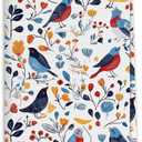 Farmhouse Floral Bird Kitchen Towels, Birds Lover Gifts for Women Dish Tea Towels for Kitchen Decor, Cottagecore Botanical Floral Decorative Hand Towel for Bathroom, 16x24 Inch