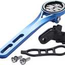 Dymoece Aluminium Alloy Bicycle Computer Mount for Road Bike Integrated Handlebar,Compatible with Garmin Edge 130 200 500 510 520 810 820 1000 1030 and Flashlight (Blue)