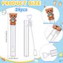 Realspring 24 Pcs Bear Bubble Wands Bulk Mini Bubble Wands for Baby Shower Girls Baptism Bear Theme Party Supplies Summer Birthday Gift Toys Classroom Prizes (Blue)