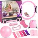 Pilates Kit 13Pcs Home Pilates Essentials Workout Kit with 13" Ring, 10" Ball and Resistance Bands for Women at Home Pilates Equipment Set for Beginners (Medium, pink)