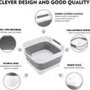Collapsible Dish Basin 2.4Gal/9L, Foldable Sink with Drain Plug & Non-Slip Base for Kitchen, Camping, Baby Care (Gray)