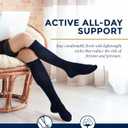 Pembrook Light Compression Socks for Women - 6 Pairs | 8-15 mmHg Cotton Compression Socks Women | Circulation Support (Black, L)