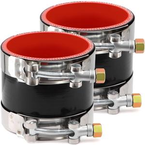 2Pcs ID 3 Inch(76mm) High Temperature 4-Ply Reinforced Straight Silicone Hose Performance Coupler with 4Pcs T-Bolt Clamps Suitable High Level Turbo Pipe Connecting