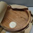 Samhita Round Serving Acacia Wooden Tray with Handles for Serving Beverages & Food on Bar Living Room Home Dining Table (12" x 12" x 1.6")