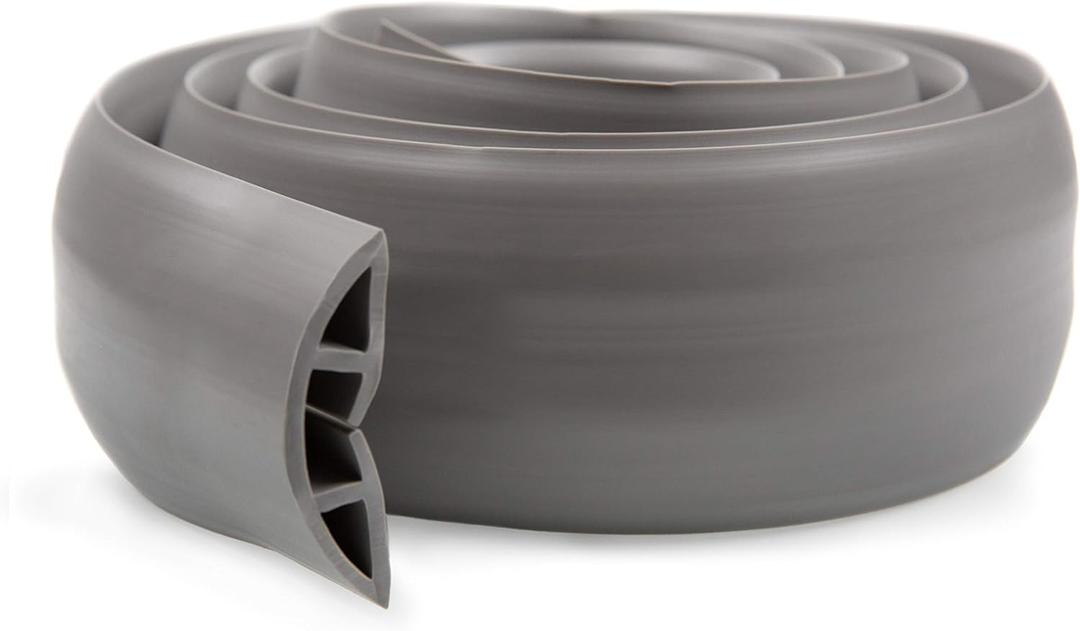 6.5 Feet Cable Protector + Cord Cover — Durable Gray PVC is Flexible, Odor Free, Easy to Unroll and Open — Conceal Wires at Home, Office, Warehouse, Workshop, Concerts