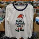 Santa's Favorite Elf Christmas Long Sleeve T-Shirt, White, Medium (Men)