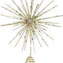 Sonwyoung Large Christmas Starburst Tree Topper with 20 LED Lights 13 Inch Glitter Christmas Star Tree Topper Sparkle Lighted Xmas Burst Home Treetop Ornament for Tree Party Decorations (Gold)