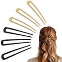 6Pcs Metal French Hair Pins for Women U Shape Sticks 3.9 Inch Vintage Fork for Hairstyle Accessories(Black/Gold)