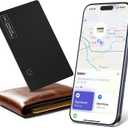 Wallet Tracker Card Air-Tag - Work with Apple Find My (iOS only), 0.07in Slim Tracking Card, IP68 Waterproof Bluetooth Tracker Finder, Apple MFi Certified, Item Locator for Luggage, Passports, Purse (Matte Black)