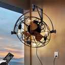 21" Fansconce, 360° Adjustable Tilt and Plug in Wall Mounted Fan, Garage Ceiling Fan with Lights and Remote, Reversible 6-Speed Timming Wall Fan for Residential, Greenhouse, Patio, Commercial etc