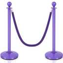 Landhoow 2 Pcs Stanchions and Velvet Ropes 5 ft Carpet Ropes and Stainless Steel Poles Post Crowd Control Safety Barriers for Hotel Wedding Offices Red Carpet Events Party Supplies (Purple)