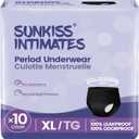 Disposable Period Underwear for Women with Heavy Flow, Low-Rise Unscented Postpartum Essentials, Black, XLarge, 10 Count