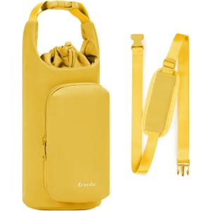 Ceneda Water Bottle Carrier Bag with Phone Pocket 32oz 40oz Tumbler Insulated Water Bottle Holder with Adjustable Shoulder Strap Carrier Sling Bag (Yellow)