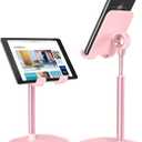 LISEN Pink Vanity Girls Room Decor Kitchen Decor Accessories, Cute Pink Phone Stand Bathroom Essentials Decor Desk Accessories for iPad mini Gift Mothers Day Birthday Decorations 4-10 in