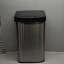 NINESTARS DZT-50-28 Automatic Touchless Motion Sensor Rectangular Trash Can, 13 Gal, Black Trim