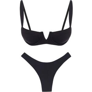 Narecte Women's Sexy Bikini Set, Triangle Bikini, Two Piece Swimsuit, Black, XXL