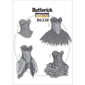 Butterick Patterns B6338 Curved-Hem Corsets & Skirts, A5 (6-8-10-12-14)