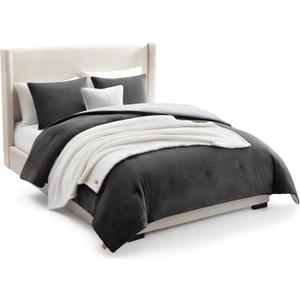 UGG Remina Comforter Set 5 Piece Bed in a Bag with Throw Blanket, Decorative Pillow, Shams, and Reversible Comforter Hypoallergenic Washable Luxury Warm Fluffy Bedding Set, Full/Queen, Charcoal Grey