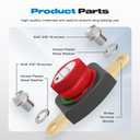 Battery Disconnect Switch, Malictele On/Off Side Post Battery Switch 275A 12-48V Power Cut Master Disconnect Isolator for Car Vehicle RV and Boat