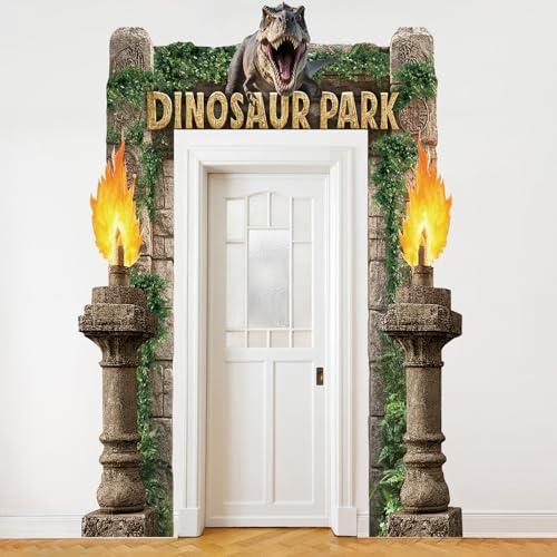 Dinosaur Park Party Decorations Dinosaur Birthday Porch Banner Backdrop Halloween Dino Party Supplies Door Decoration Banner Photo Booth Backdrop Hanging for Dinosaur Park Birthday Photo Props
