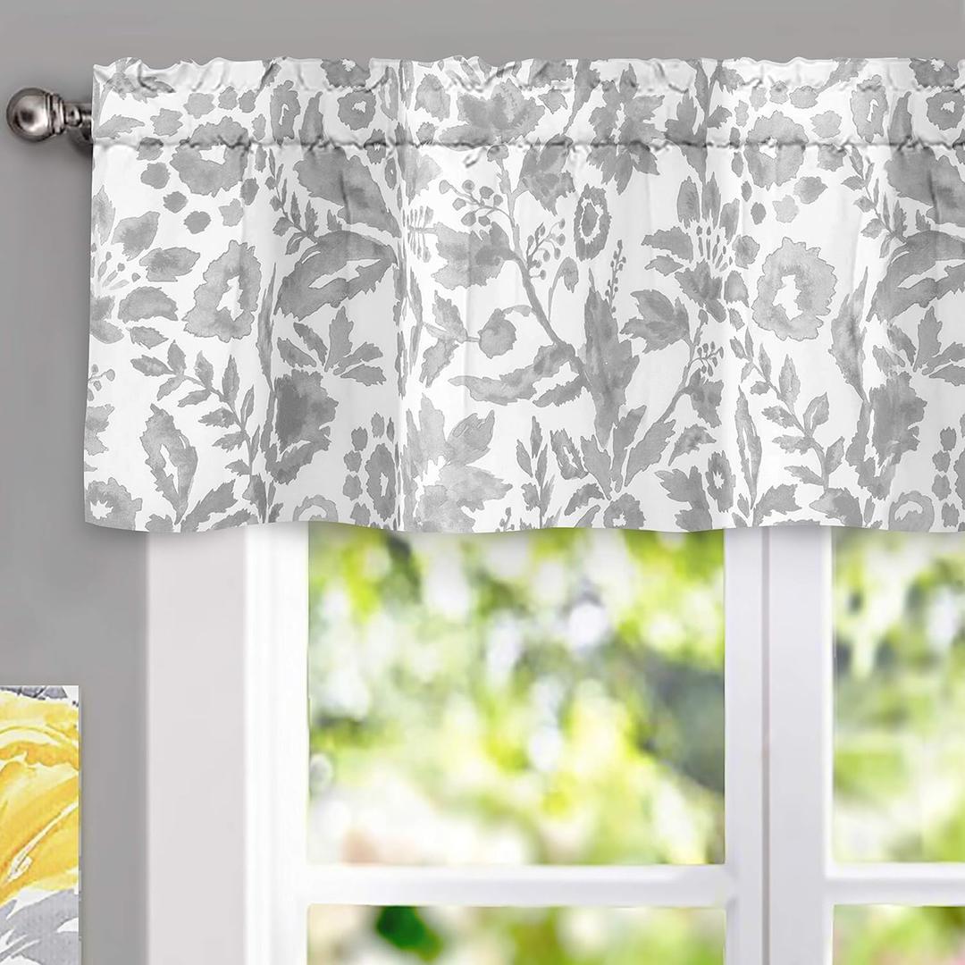 DriftAway Julia Lined Valance Double Layer Thermal Insulated Room Darkening Blackout Valances 3 Inch Rod Pocket Window Valance for Bathroom Living Room 52 Inch by 14 Inch Gray (52"W x 14"L (Pack of 1), Grey)