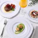 Morejoy 100PCS White Plastic PlatesWhite Disposable PlatesInclude 50 Pieces 10.25 Inch Dinner Plates & 50Pieces 7.5 Inch Dessert Plates,Perfect for Weddings & Party