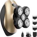 Electric Razors for Women, 5-in-1 Rechargeable Body Shaver - Waterproof Wet Dry Hair Remover - Trimmer for Lady Face Underarms Bikini (Black Gold)