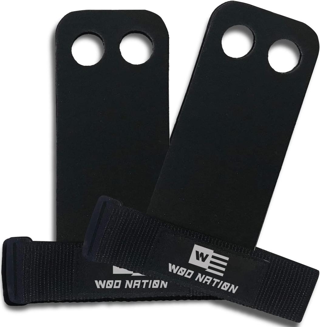 WOD Nation Barbell Gymnastics Grips Perfect for Pull-up Training, Kettlebells. Hand Grips for Cross Training, Weight Lifting, and Cross Training - Grips for Men and Women - Tactical Grips (Small, Black (Round Finger Hole))