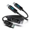SOOPII USB C to USB C Cable [4ft/2Pack], 240W USB C Cable,Nylon Braided Type C Fast Charging Cables with LED Display for lPhone 16/15 Pro Max, Galaxy S25/S24, MacBook Pro/Air, iPad, Laptop,Black