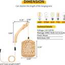 Frideko Plug in Wall Sconces Set of Two Hand Woven Lamp with Cord Rattan Lights Farmhouse Sconce Mounted Light Boho Lighting for Bedroom Living Room