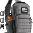 Rover Sling Pack Tactical Shoulder Sling Bag Backpack with Bottle Holder Crossbody Chest Bag, Grey (13L)