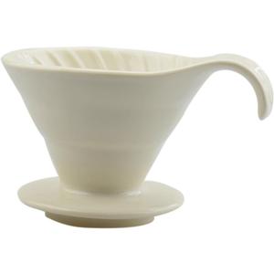 Cabilock Hand Washed Beige Ceramic V Type Filter Coffee Cup Reusable Dripper with Micro for Smooth Coffee Essence Easy to Clean for Deep Beans