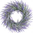 HUZIYAHAN Spring Summer Lavender Door Wreath 21Inch Front Door Wreath All Seasons Wreaths Purple Artificial Lavender Wreaths for Outdoor Outside Indoor Window Home Rustic Farmhouse Decorations
