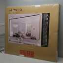 LOAAO 40X36 Inch Bathroom Mirror with Wood Grain Colored Metal Frame, Rounded Rectangle Metal Framed Bathroom Mirror, Anti-Rust, Hangs Horizontally or Vertically, Tempered Glass