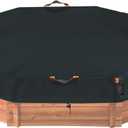 Octagonal Sandbox Cover, Windproof and Dustproof with Adjustable Hook and Loop for Stabilization, 420D Waterproof Oxford Fabric, Protect Outdoor Garden Kids Sandbox Sand and Toys (Black, 84"X78"X9"