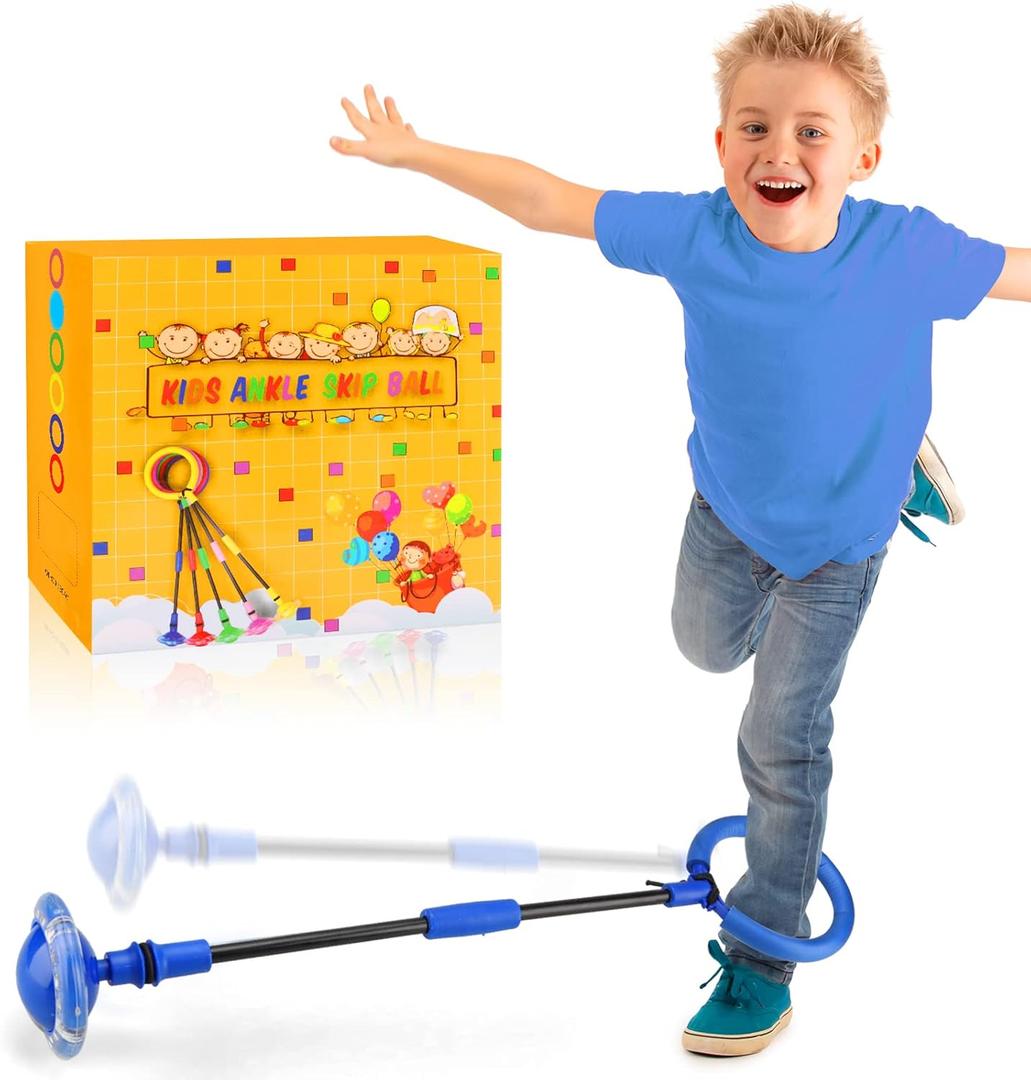 Chridark Ankle Skip Ball for Kids - Foldable Flash Wheel Skip Ball, Outside Game Toys for Kids & Adults, Gift for Boys & Girls Age 5 6 7 8 9 10 Years Old, Blue