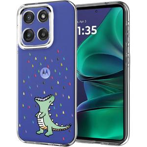 Unov Case Designed for Motorola Moto g Stylus 5G 2025/2026, Crystal Clear Phone Case with [Anti-Slip Embossed Pattern], Shockproof Slim Protective [Anti-Yellowing TPU] Back Cover, Rainbow Dinosaur