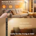 SIBRILLE LED Floor Lamp - Rotatable Standing Lamp with Touch & Remote Control, 3000-6000K, 22W Modern Floor Reading Light, Dimmable Corner Uplighter for Living Room Bedroom Office, Black