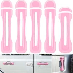 E-cowlboy Door Handle Inserts Cover Trim+Tailgate Handle Cover for 2018-2025 Jeep Wrangler JL JLU Sports Sahara Freedom Rubicon Unlimited Gladiator JT 2-Door & 4-Door Exterior Accessories (Pink 5PCS)