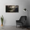 Dark Forest Landscape Canvas Wall Art 24x48, Natural Framed, Moody Nature Wall Decor, Dark Forest Landscape Print, Rustic Farmhouse Artwork for Living Room or Office