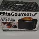 Elite Gourmet 2-Slice Cool Touch Toaster  6 Browning Levels, Extra Wide 1.25 Slots for Bagels & Thick Bread, Cancel Function, Compact, ETL Certified, Black