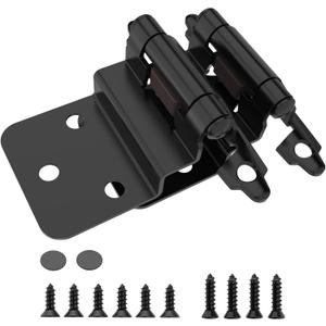 Chibery 3/8 Inch Inset Cabinet Hinges, 25 Pairs(50 Pack) Self Closing Flush Face Mount Hinges with Door Bumper, Variable Decorative Hardware for Bathroom, Furniture, Kitchen Cabinet Doors, Matte Black